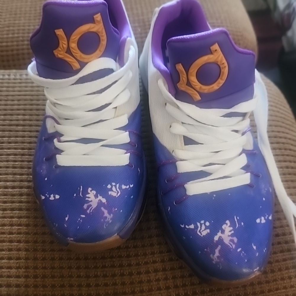 Nike Kids Purple and White Sneakers with Orange Logo